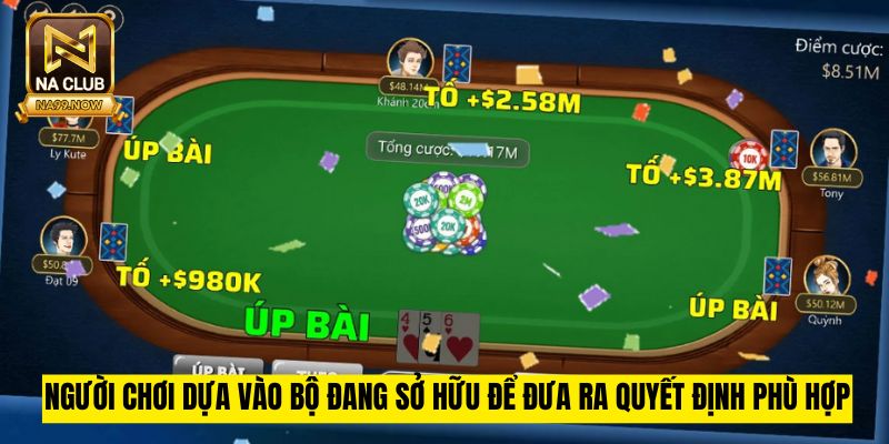 Người chơi dựa vào bộ đang sở hữu để đưa ra quyết định phù hợp